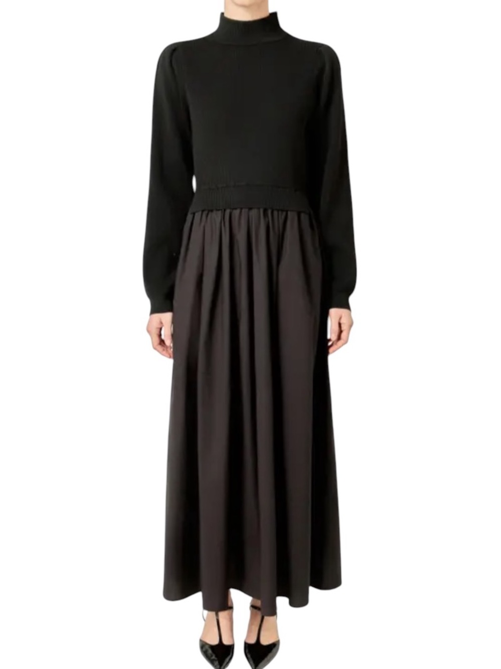 English Factory PEPLUM WAIST KNIT MIDI DRESS